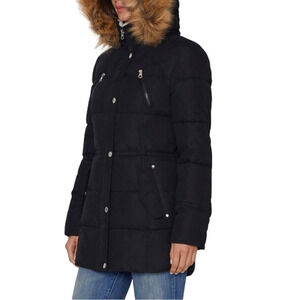 𝅺NWT Women's Faux-Fur-Trim Hooded Puffer Coat
